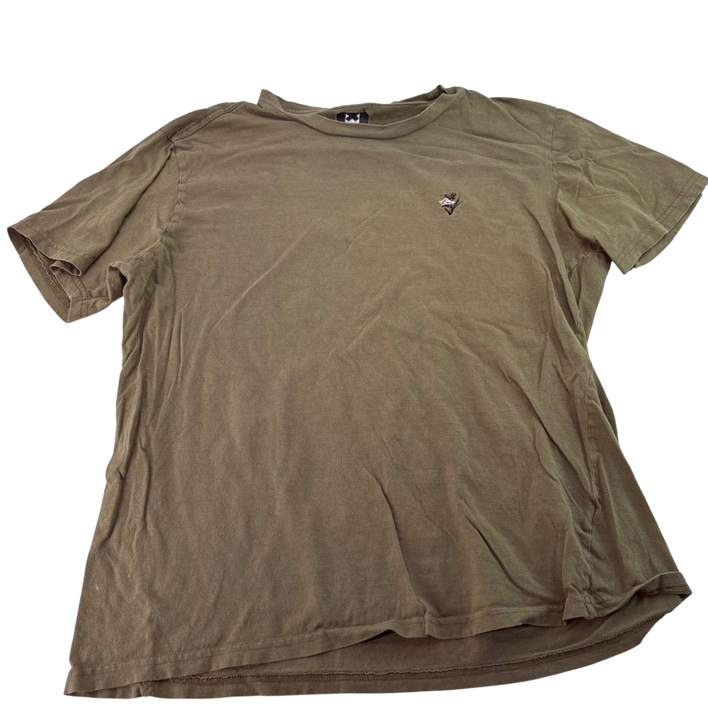 WXYZ MFG CO Mens XL Olive Green Tiger Graphic Embroidered Cotton T-Shirt RN75670